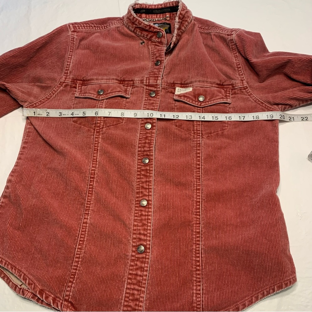 Harley Davidson Red Corduroy Snap Button Shirt Jacket Women’s Medium - Picture 4 of 7